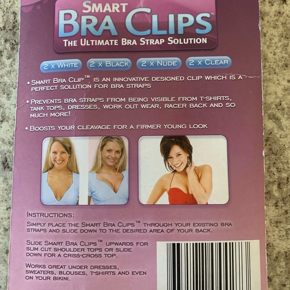 Smart Bra Clips Hides Bra Strap 8 Pack of 2 White 2 Black 2 Nude 2 Clear - Picture 5 of 5